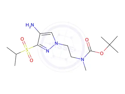 Chemical structure of Tert-butyl (2-(4-amino-3-(isopropylsulfonyl)-1H-pyrazol-1-yl)ethyl)(methyl)carbamate