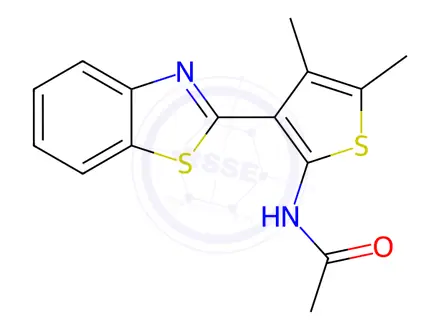 Chemical structure of N-(3-(Benzo[d]thiazol-2-yl)-4,5-dimethylthiophen-2-yl)acetamide