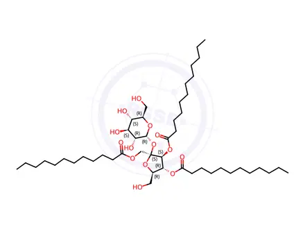 Chemical structure of Sucrose Impurity 32 (Sucrose Trilaurate)