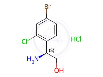 Chemical structure of (S)-2-Amino-2-(4-bromo-2-chlorophenyl)ethan-1-ol hydrochloride