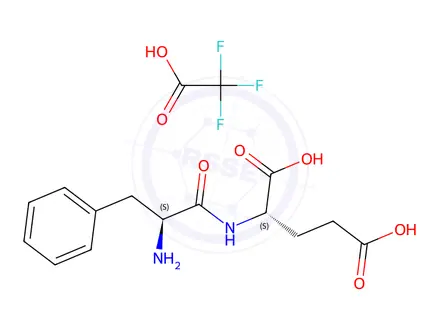 Chemical structure of (S)-2-((S)-2-Amino-3-phenylpropanamido)pentanedioic acid 2,2,2-trifluoroacetate