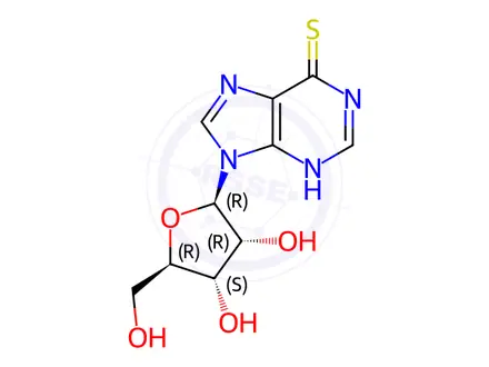 Chemical structure of 6-Mercaptopurine-9-beta-D-Ribofuranoside
