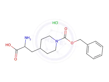 Chemical structure of 2-Amino-3-(1-((benzyloxy)carbonyl)piperidin-4-yl)propanoic acid hydrochloride