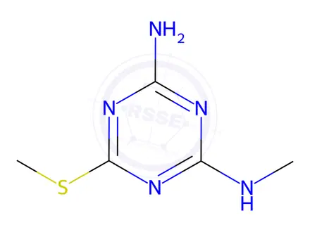 Chemical structure of 2-Methylthio-4-amino-6-methylamino-1,3,5-triazine