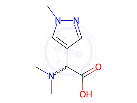 Chemical structure of 2-(Dimethylamino)-2-(1-methyl-1H-pyrazol-4-yl)acetic acid