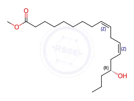 Chemical structure of 9,12-Octadecadienoic acid, 15-hydroxy-, methyl ester, (9Z,12Z,15R)-