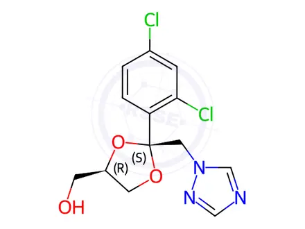 Chemical structure of ((2S,4R)-2-((1H-1,2,4-Triazol-1-yl)methyl)-2-(2,4-dichlorophenyl)-1,3-dioxolan-4-yl)methanol