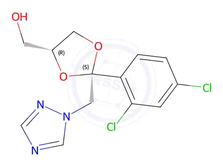 Chemical structure of cis-2-(2,4-Dichlorophenyl)-2-(1H-1,2,4-triazol-1-ylmethyl)-1,3-dioxolane-4-methanol