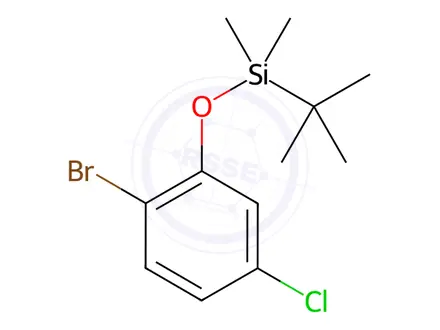 Chemical structure of Benzene, 1-bromo-4-chloro-2-[[(1,1-dimethylethyl)dimethylsilyl]oxy]-