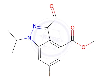 Chemical structure of Methyl 6-bromo-3-formyl-1-isopropyl-1H-indazole-4-carboxylate