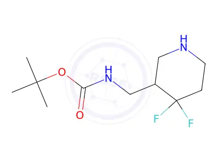 Chemical structure of tert-Butyl ((4,4-difluoropiperidin-3-yl)methyl)carbamate