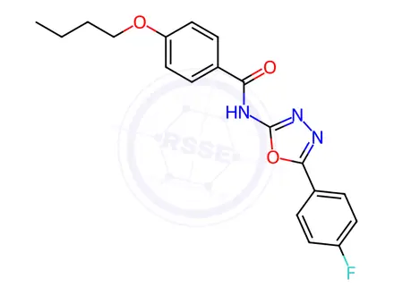 Chemical structure of 4-Butoxy-N-(5-(4-fluorophenyl)-1,3,4-oxadiazol-2-yl)benzamide