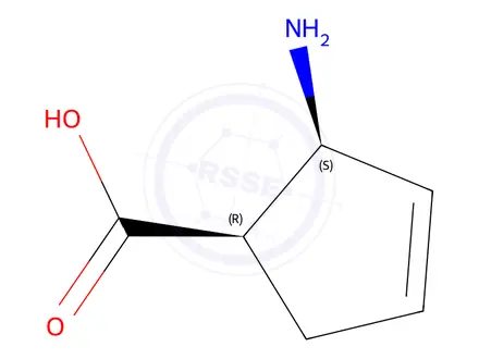 Chemical structure of 3-Cyclopentene-1-carboxylicacid,2-amino-,(1R-cis)-(9CI)
