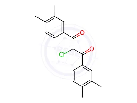 Chemical structure of 2-chloro-1,3-bis(3,4-dimethylphenyl)propane-1,3-dione