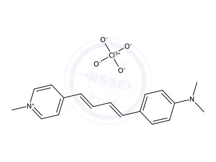 Chemical structure of 4-((1E,3E)-4-(4-(dimethylamino)phenyl)buta-1,3-dien-1-yl)-1-methylpyridin-1-ium perchlorate