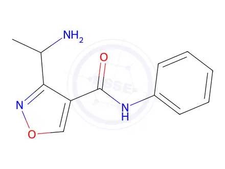Chemical structure of 3-(1-Aminoethyl)-N-phenylisoxazole-4-carboxamide