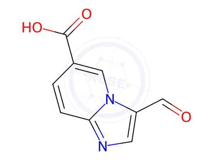 Chemical structure of IMidazo[1,2-a]pyridine-6-carboxylic acid, 3-forMyl-