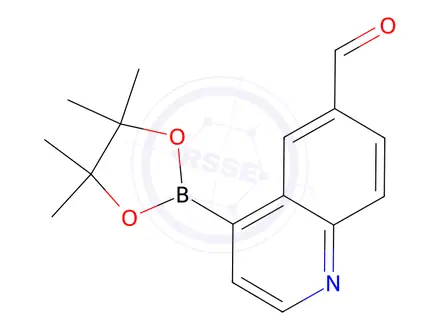 Chemical structure of 4-(4,4,5,5-Tetramethyl-1,3,2-dioxaborolan-2-yl)quinoline-6-carbaldehyde