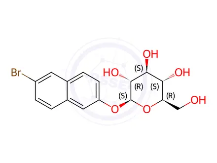 Chemical structure of BROMO-2-NAPHTHYL-b-D-GLUCOPYRANOSIDE, 6-
