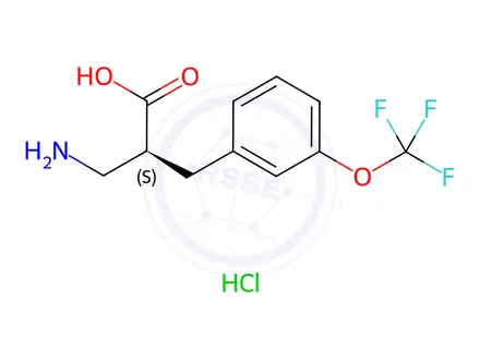 Chemical structure of (S)-3-amino-2-(3-(trifluoromethoxy)benzyl)propanoicacid-HCl