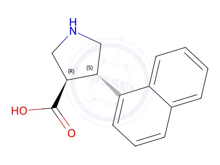 Chemical structure of (3R,4S)-4-(naphthalen-1-yl)pyrrolidine-3-carboxylic acid