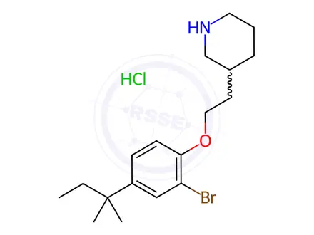 Chemical structure of 3-{2-[2-Bromo-4-(tert-pentyl)phenoxy]-ethyl}piperidine hydrochloride