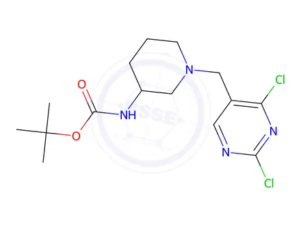 Chemical structure of Tert-butyl (1-((2,4-dichloropyrimidin-5-yl)methyl)piperidin-3-yl)carbamate