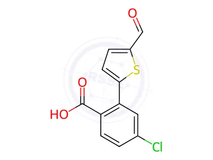 Chemical structure of 2-(5-Formylthiophen-2-yl)-4-chlorobenzoic acid