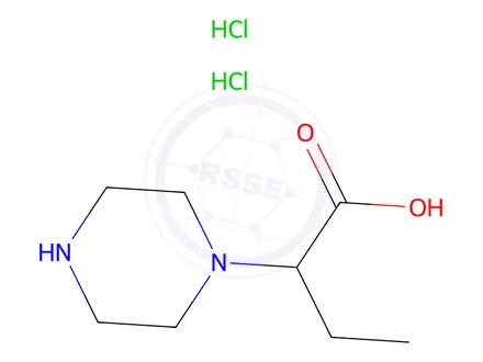 Chemical structure of 2-(1-Piperazinyl)butanoic Acid Dihydrochloride