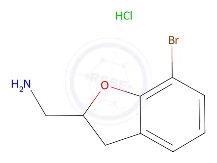 Chemical structure of 1-(7-Bromo-2,3-dihydro-1-benzofuran-2-yl)methanamine Hydrochloride