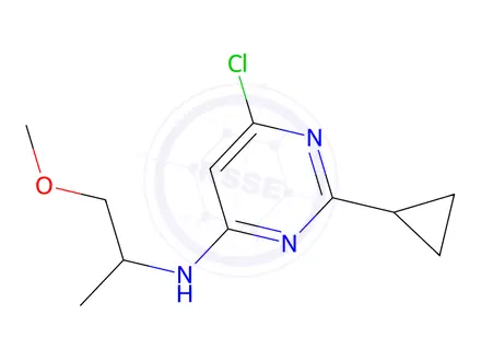 Chemical structure of 6-chloro-2-cyclopropyl-n-(1-methoxypropan-2-yl)pyrimidin-4-amine