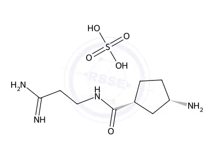 Chemical structure of Cis-3-amino-N-(3-amino-3-iminopropyl)cyclopentanecarboxamide sulfate