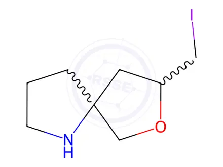 Chemical structure of 7-Oxa-1-azaspiro[4.4]nonane, 8-(iodomethyl)-