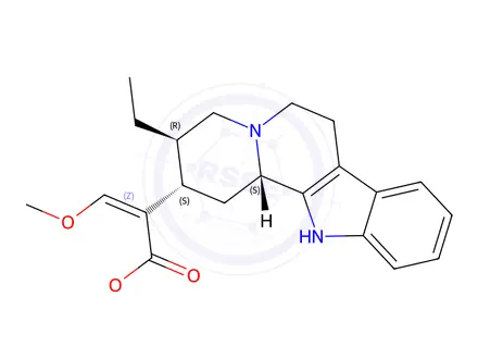 Chemical structure of (Z)-methyl 2-((2S,3R,12bS)-3-ethyl-1,2,3,4,6,7,12,12b-octahydroindolo[2,3-a]quinolizin-2-yl)-3-methoxyacrylate