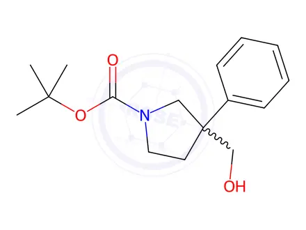 Chemical structure of Tert-butyl 3-(hydroxymethyl)-3-phenylpyrrolidine-1-carboxylate