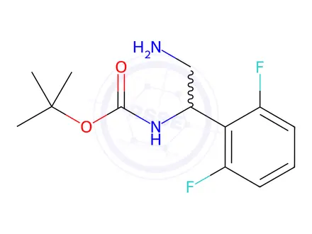 Chemical structure of Carbamic acid, N-[2-amino-1-(2,6-difluorophenyl)ethyl]-, 1,1-dimethylethyl ester
