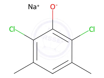 Chemical structure of sodium 2,4-dichloro-3,5-xylenolate