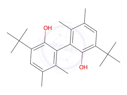 Chemical structure of 3,3’-Di-tert-butyl-5,5’,6,6’-tetramethylbiphenyl-2,2’-diol