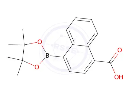Chemical structure of 4-(4,4,5,5-tetramethyl-1,3,2-dioxaborolan-2-yl)-1-naphthoic acid