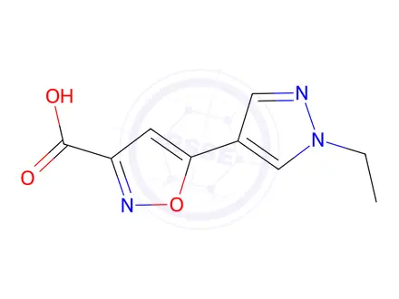 Chemical structure of 5-(1-Ethyl-1H-pyrazol-4-yl)isoxazole-3-carboxylic acid