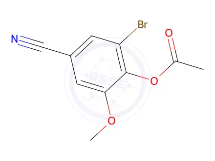 Chemical structure of 2-Bromo-4-cyano-6-methoxyphenyl acetate