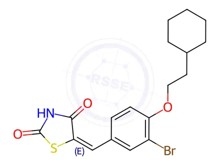 Chemical structure of 5-[[3-Bromo-4-(2-cyclohexylethoxy)phenyl]methylene]-2,4-thiazolidinedione