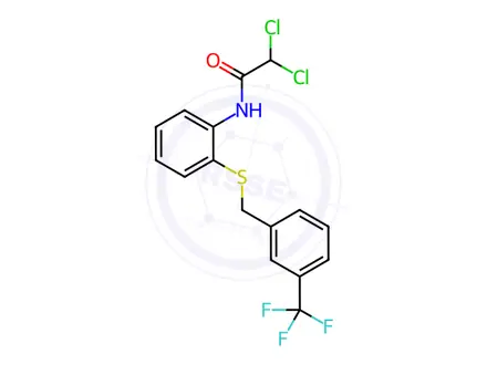 Chemical structure of N1-(2-{[3-(trifluoromethyl)benzyl]thio}phenyl)-2,2-dichloroacetamide