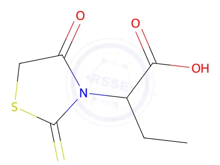 Chemical structure of 2-(4-Oxo-2-thioxothiazolidin-3-yl)butanoic acid