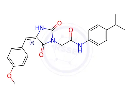 Chemical structure of N-(4-Isopropylphenyl)-2-(4-(4-methoxybenzylidene)-2,5-dioxoimidazolidin-1-yl)acetamide