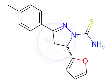 Chemical structure of 5-(Furan-2-yl)-3-(p-tolyl)-4,5-dihydro-1H-pyrazole-1-carbothioamide