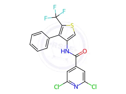 Chemical structure of N4-[4-phenyl-5-(trifluoromethyl)-3-thienyl]-2,6-dichloroisonicotinamide