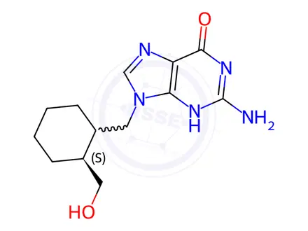 Chemical structure of 2-Amino-9-((cis-2-(hydroxymethyl)cyclohexyl)methyl)-1H-purin-6(9H)-one