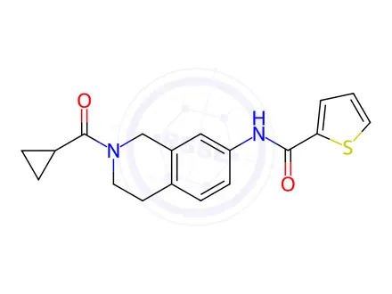 Chemical structure of N-(2-(Cyclopropanecarbonyl)-1,2,3,4-tetrahydroisoquinolin-7-yl)thiophene-2-carboxamide