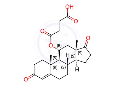 Chemical structure of 3,17-Dioxo-4-Androsten-11Alpha-Yl Hydrogen Succinate